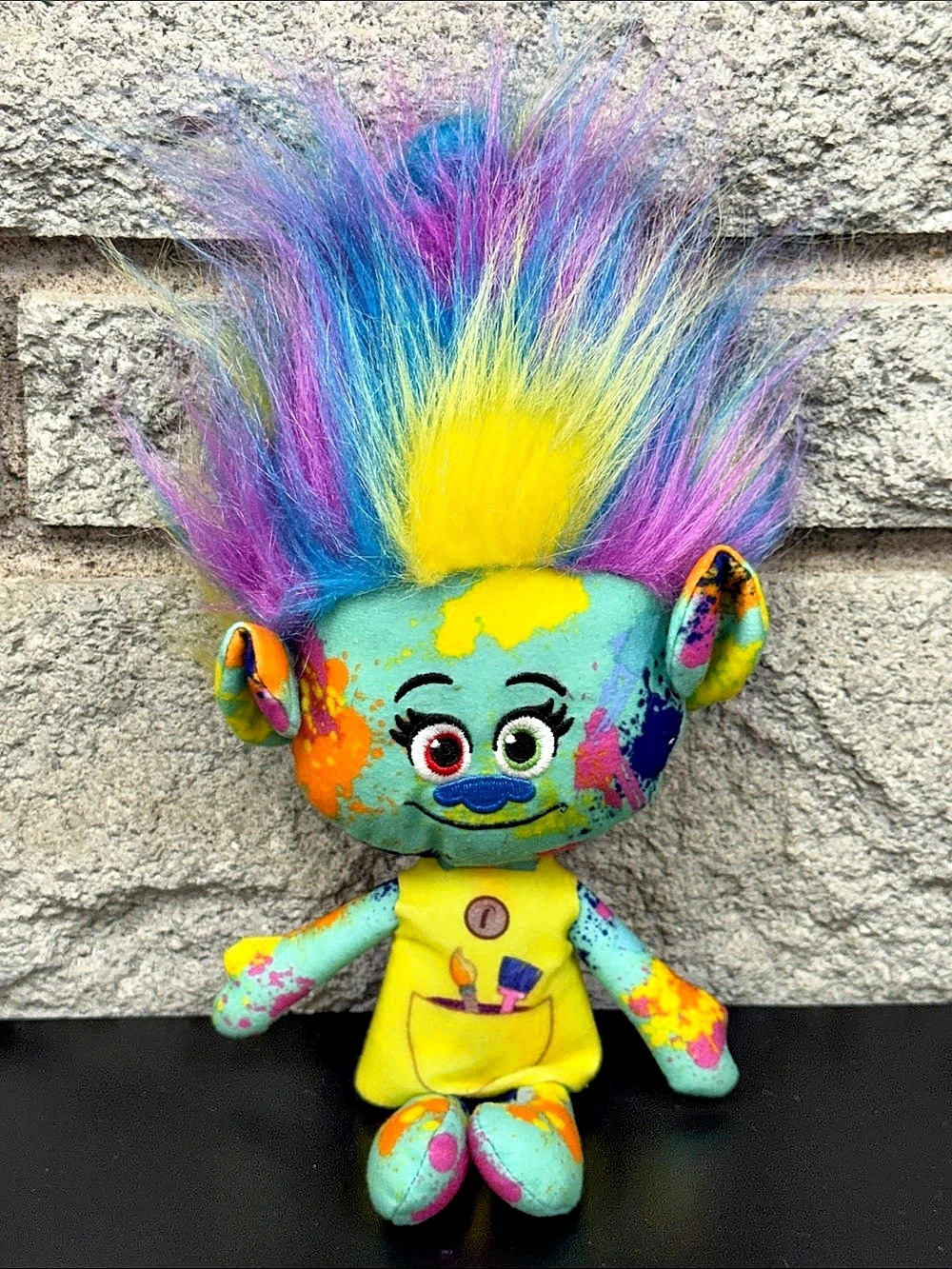 DreamWorks Trolls Harper Artist Plush Doll Rainbow Hair Paint Splatter 2016